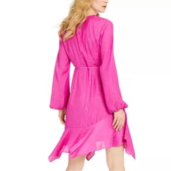 Guess Eco Paisley Hanna Wrap Dress in Electric Fuchsia. Size Medium. EUC. - Picture 2 of 14